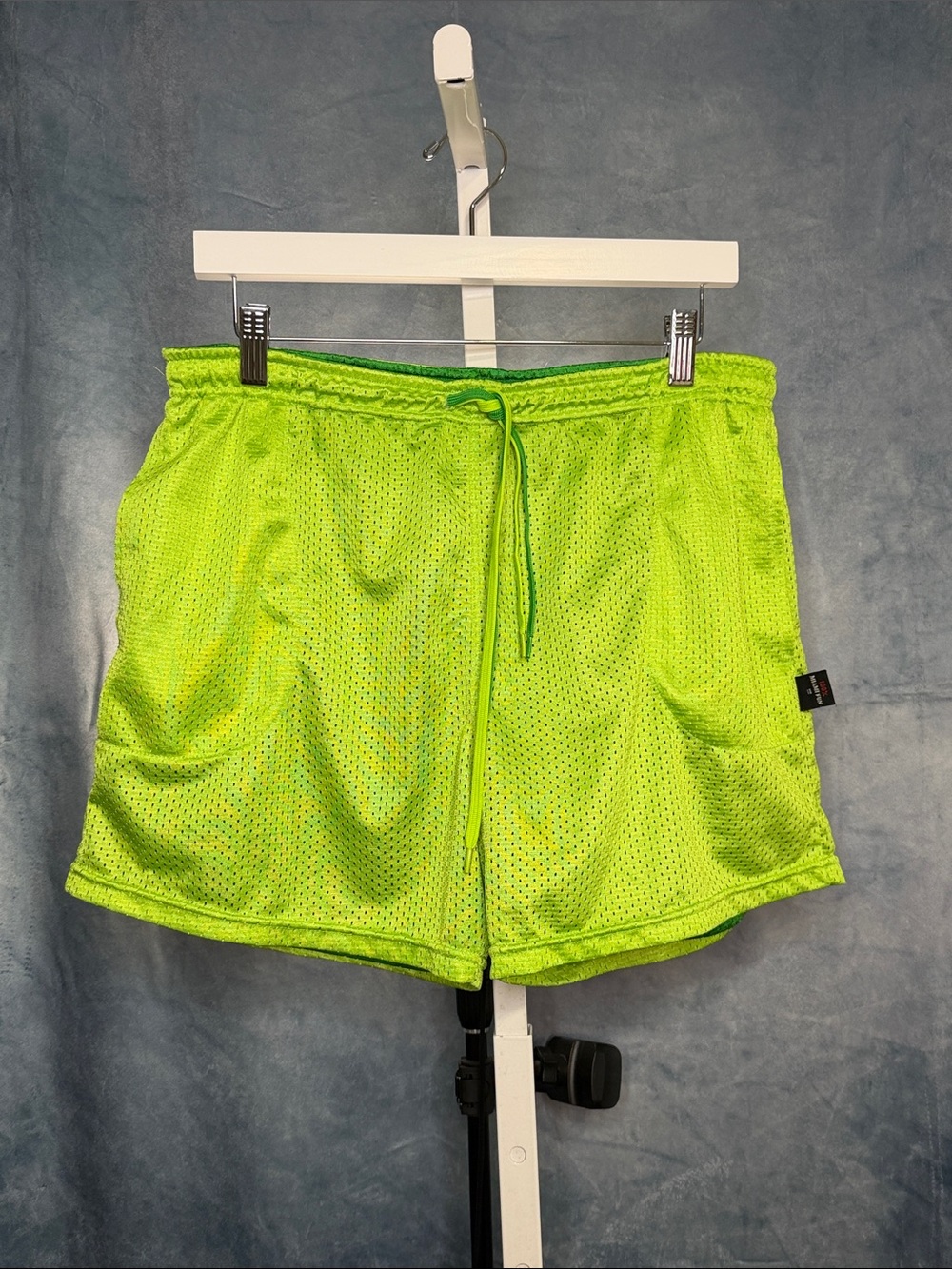 Men's Athletic Mesh Shorts in Neon Green - Lightweight Performance Size Large